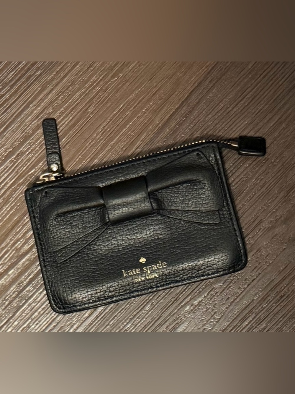 Kate Spade New York Black Pebbled Leather Card Key Holder